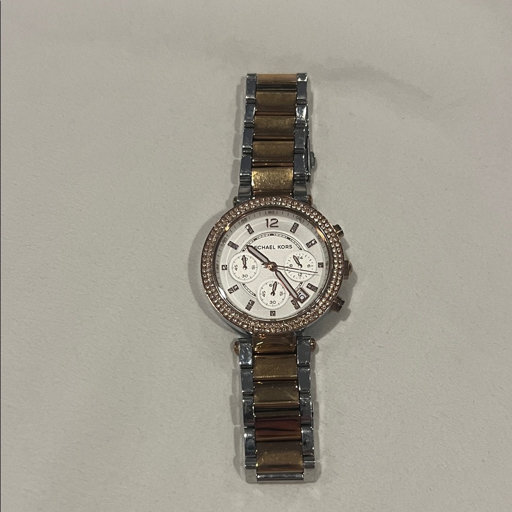 Michael Kors Gold and Silver Chronograph Watch - Picture 1 of 3